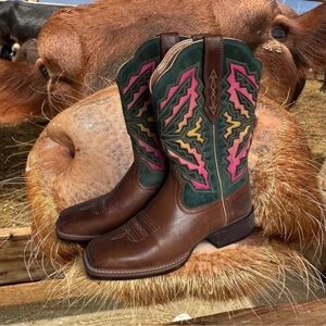 Ariat Brown and Green Heeled Boots